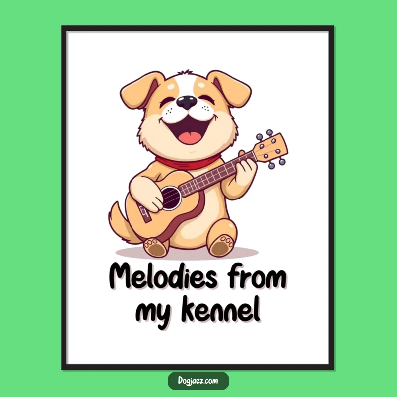 Funny Dog Ukulele Digital Art: Instant Download for Whimsical Home Decor