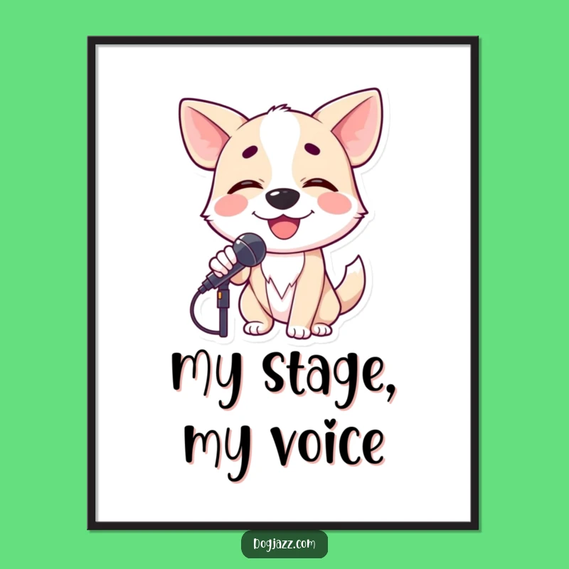 Funny Dog Singer Digital Art: Instant Musical Decor for Your Walls