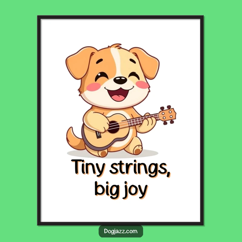 Funny Dog Ukulele Digital Art: Instant Cheerful Decor for Music Lovers