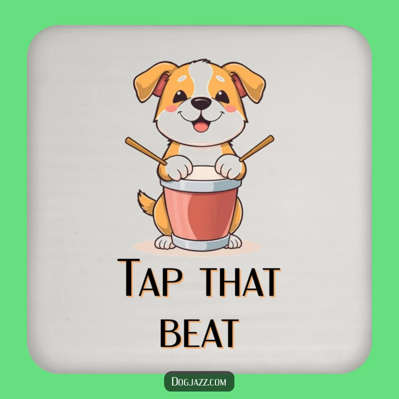 Funny Dog Drummer Drink Coaster: Beat Tapping Canine Set for Tables Gift