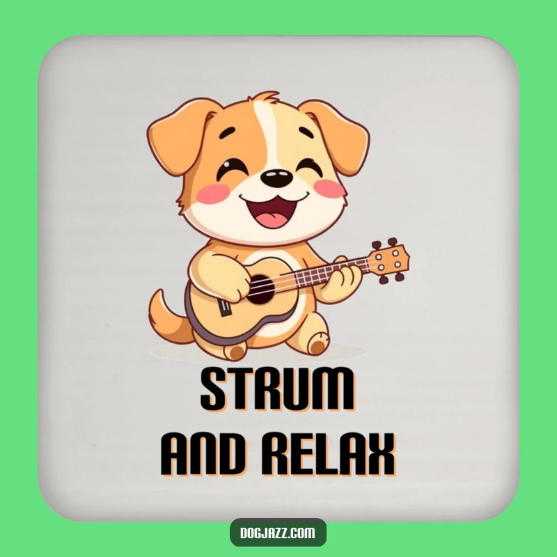 Funny Dog Ukulele Drink Coaster: Add Musical Charm to Your Surfaces