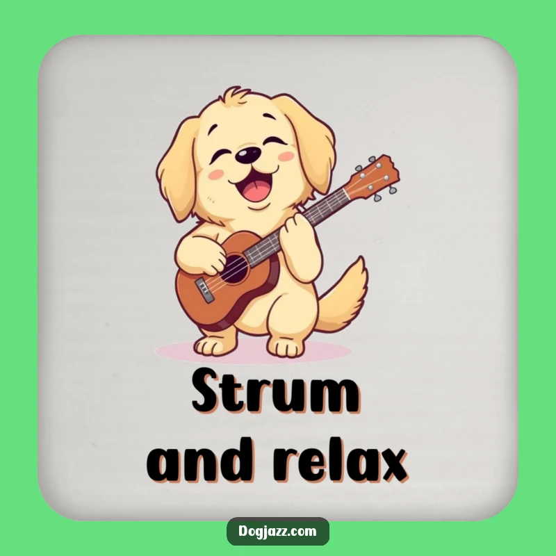 Funny Golden Retriever Ukulele Coasters: Protect Surfaces with Musical Sunshine