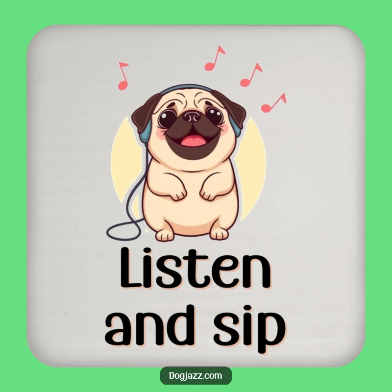 Funny Pug Jazz Party Coasters: Protect Surfaces with Musical Humor