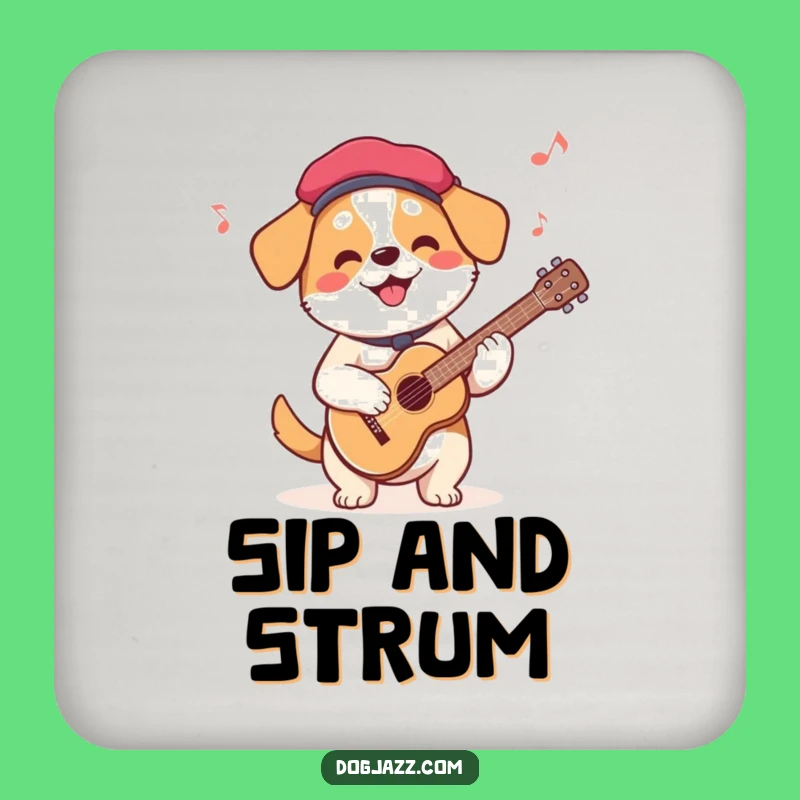 Funny French Dog Guitar Coaster: Beret Dog's Melody, Protect Surfaces Stylishly