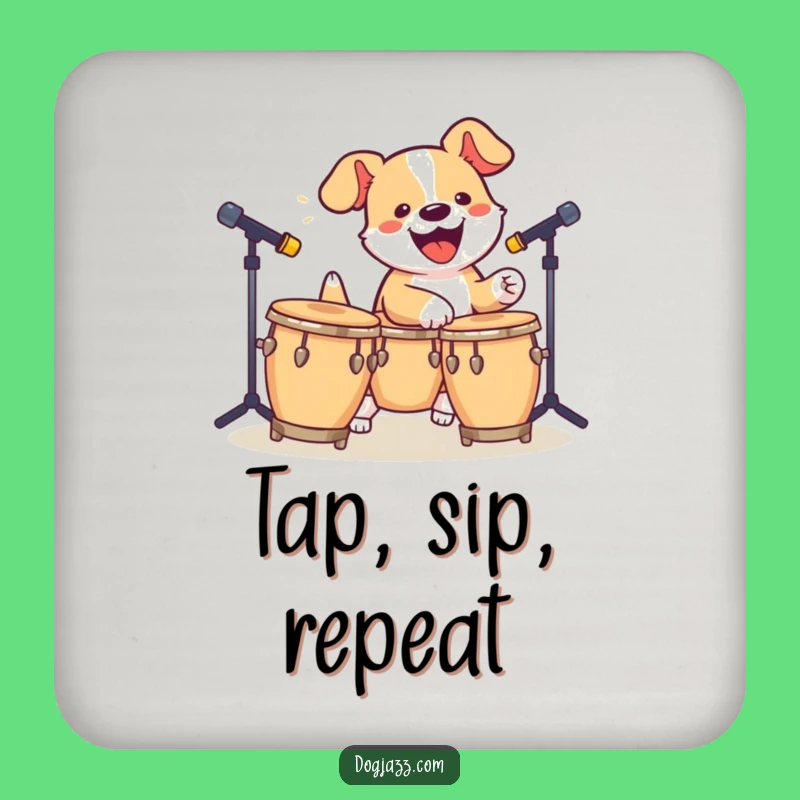 Funny Dog Bongo Coaster Set - Protect Surfaces with Rhythm!