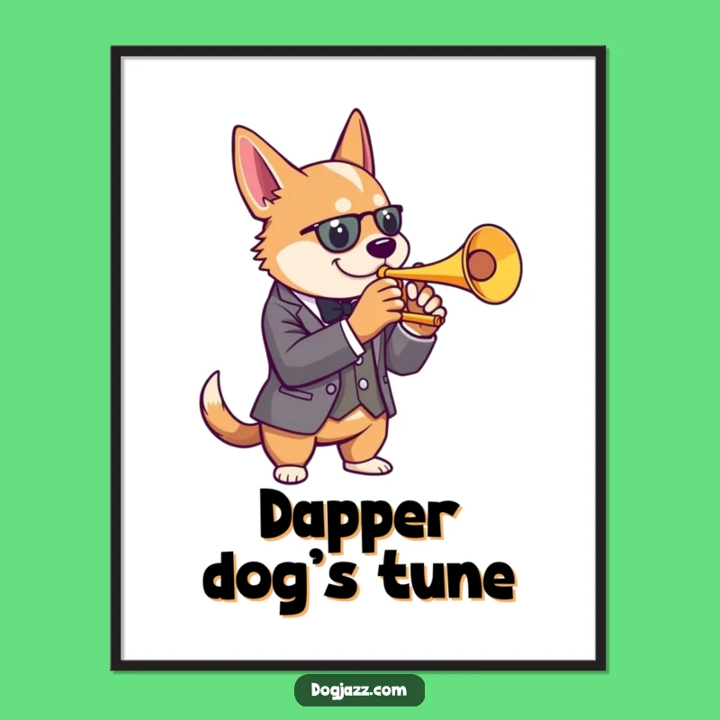 Funny Dog Trumpet Poster: Dapper Wall Art, Cool Canine, a Classy Funny Gift