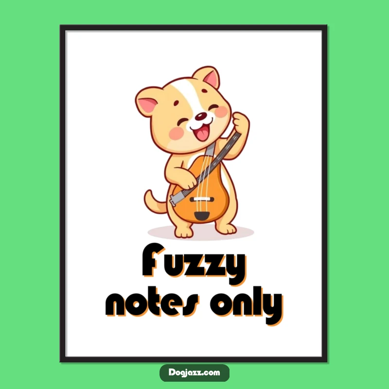 Funny Dog Bass Player Poster: Amp Up Your Decor with This Rhythmic Canine's Art