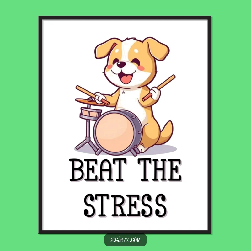 Funny Dog Drummer Poster: Add High-Energy Art to Your Walls