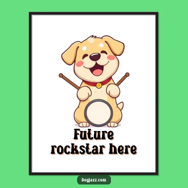 Funny Dog Drummer Poster; Rock Your Walls With This Hilarious Music Art Gift