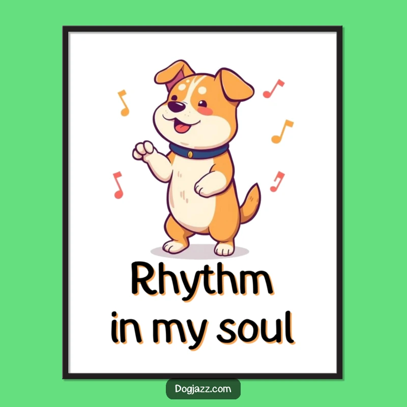 Funny Dog Tapping Paws Poster: Lively Music Art Print as a Gift