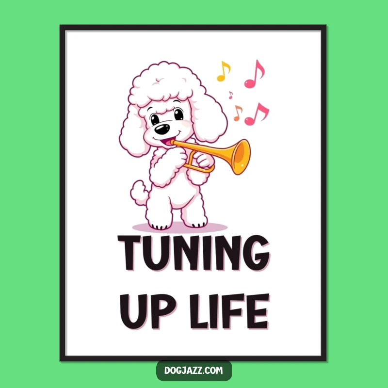 Funny Poodle Trumpet Poster: Elegant Brass Art for a Cheerful Ambiance