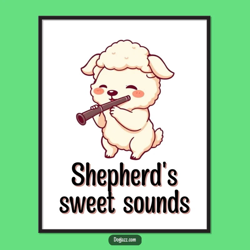 Funny Sheepdog Clarinet Poster: Add Musical Joy to Your Wall Art