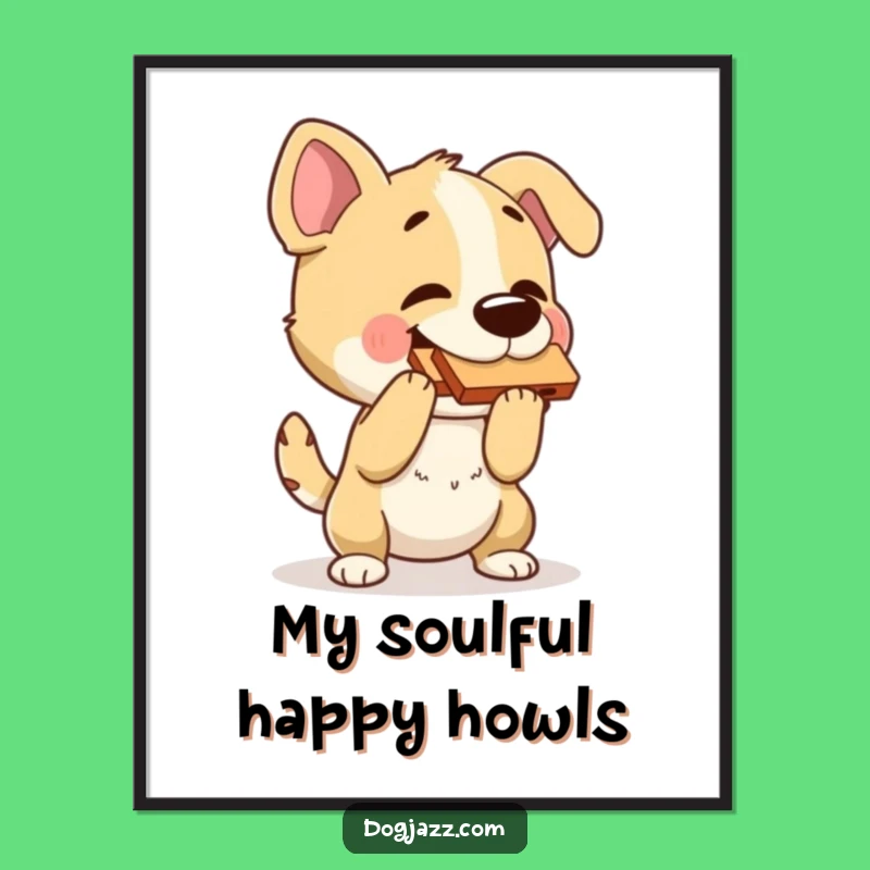 Funny Dog Harmonica Poster: Wall Art for Blues Fans and Dog Lovers