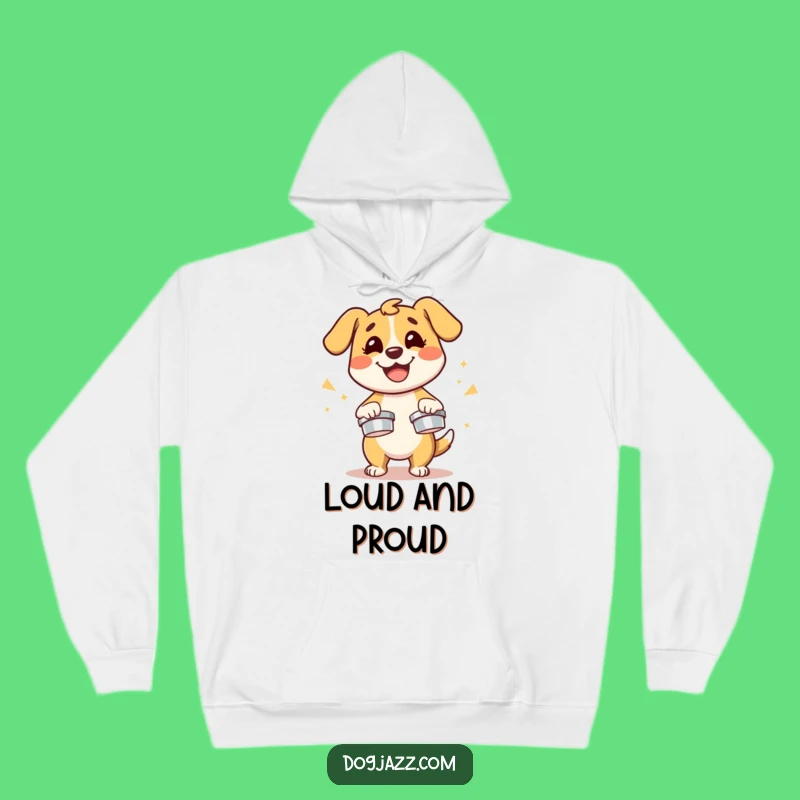 Cozy Funny Dog Cymbals Hoodie - Warm Comfort with an Energetic Beat!