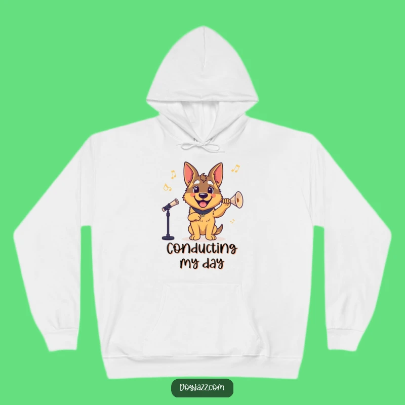 Cozy Funny German Shepherd Conductor Hoodie - Warm & Inspiring Gift