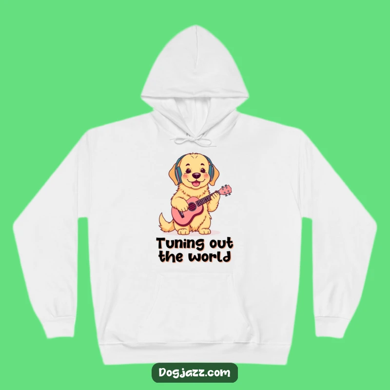 Cozy Funny Golden Retriever Ukulele Hoodie: Chill Music Comfort, Great Funny Gift