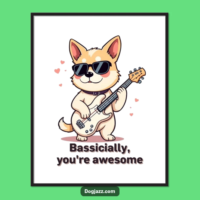 Free Printable Wall Art: Cool Jazz Bass Dog Funny Downloadable Art Decor