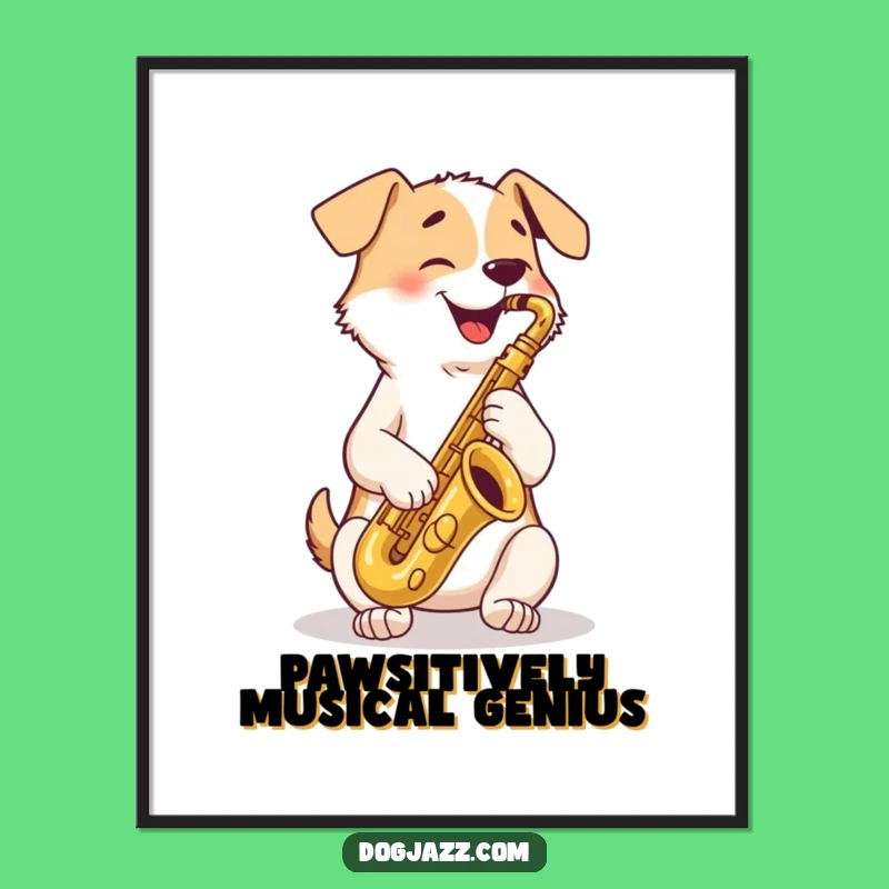 Free Printable Wall Art: Funny Dog Playing Saxophone, Humorous Music Decor!