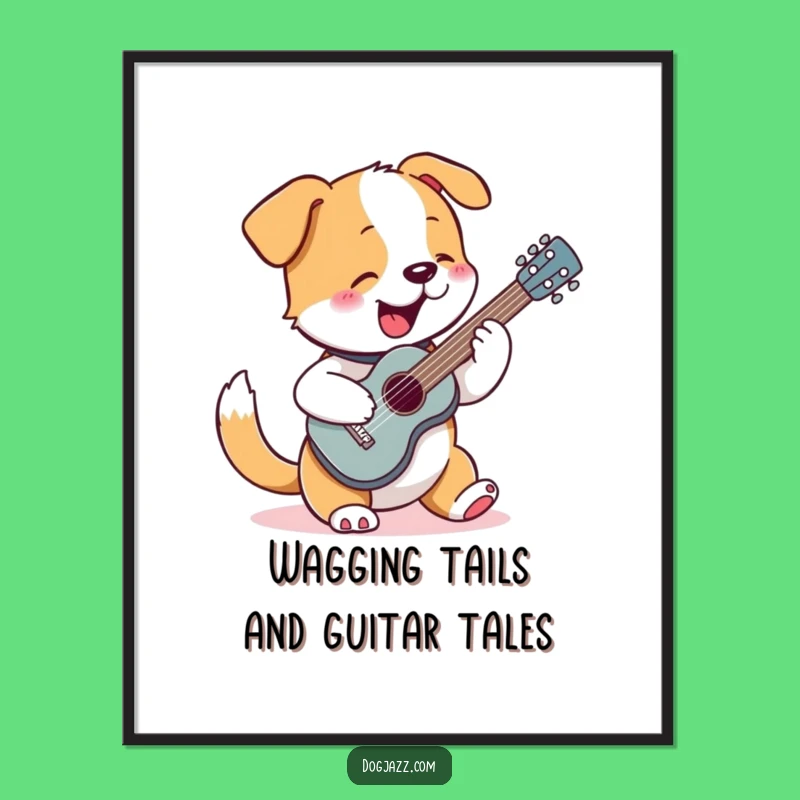 Funny Free Printable Wall Art: Dog Musician Guitar Tail Wag