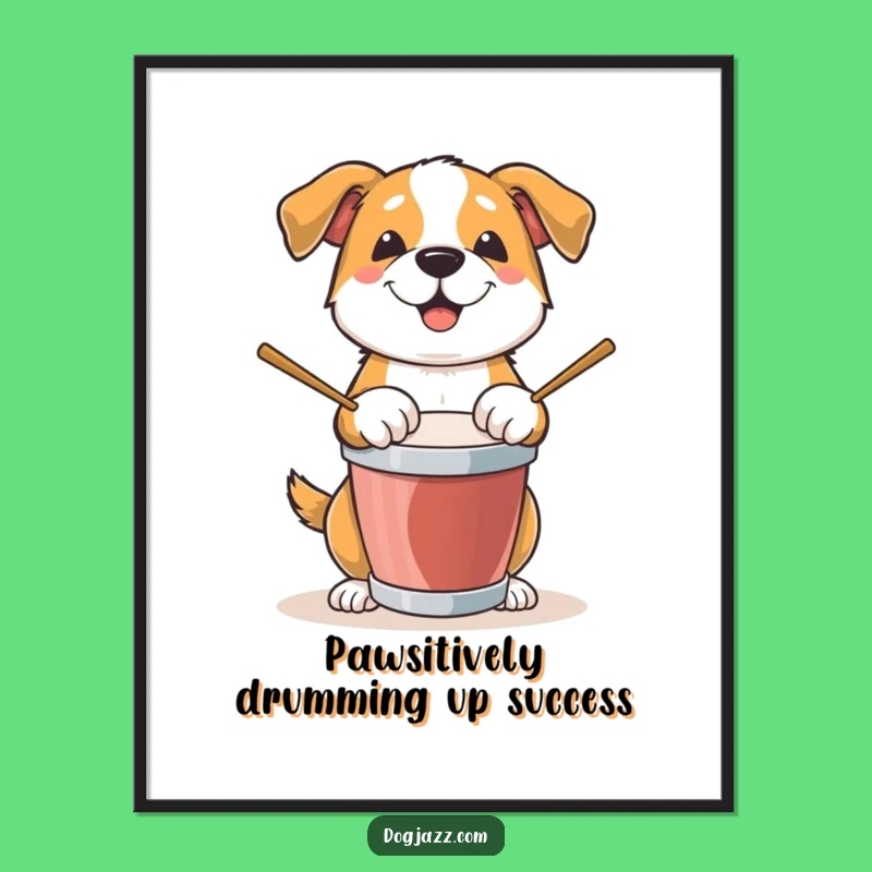 Funny Free Printable Wall Art: Drumming Dog, Hilarious Downloadable Decor for Music Fans