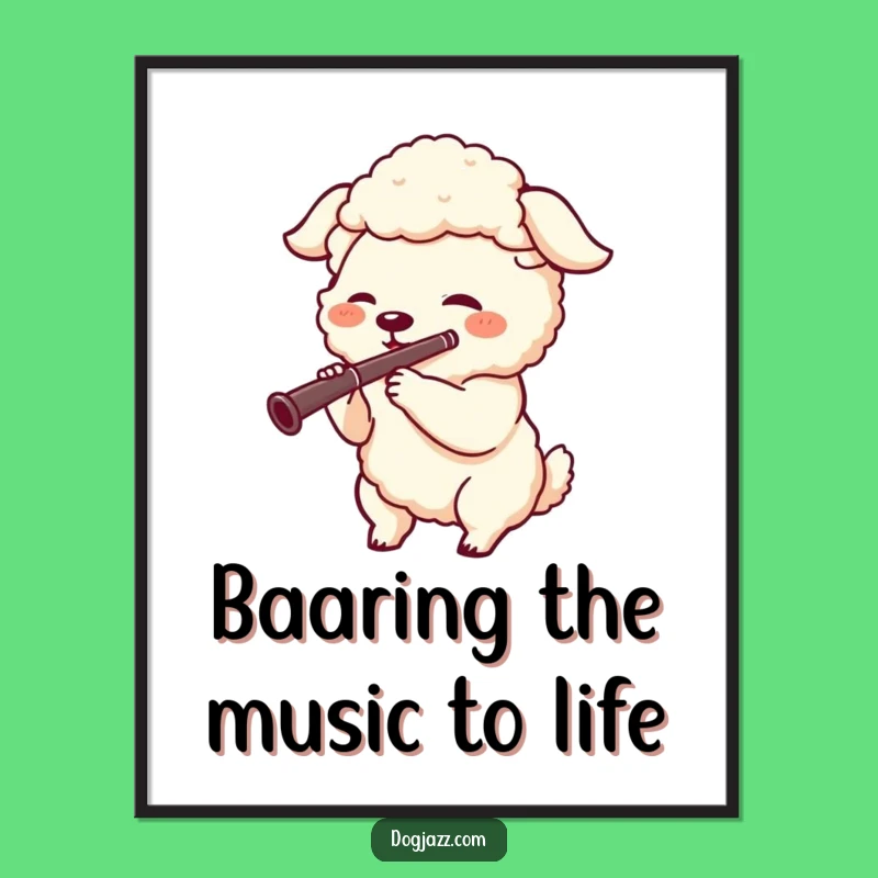 Funny Free Printable Wall Art: Musical Sheepdog, Charming Downloadable Art for a Whimsical Touch