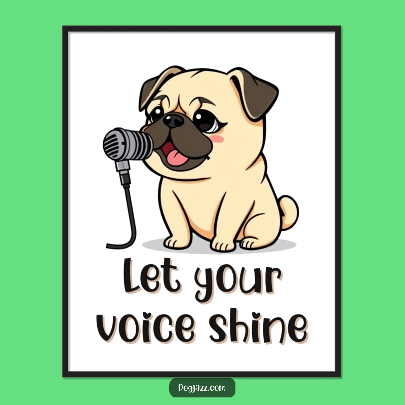 Funny Free Printable Wall Art: Pug Rockstar Microphone Art!
