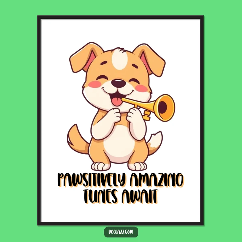 Funny Free Printable Wall Art: Trumpet Dog - Downloadable Decor