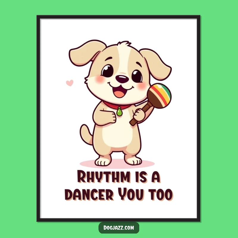 Funny Free Printable Wall Art: Dancing Dog Maracas, Downloadable Party Decor