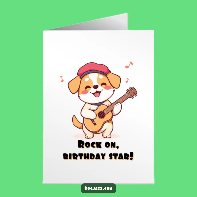 Free Printable Birthday Card: Dog Guitarist Serenades You!