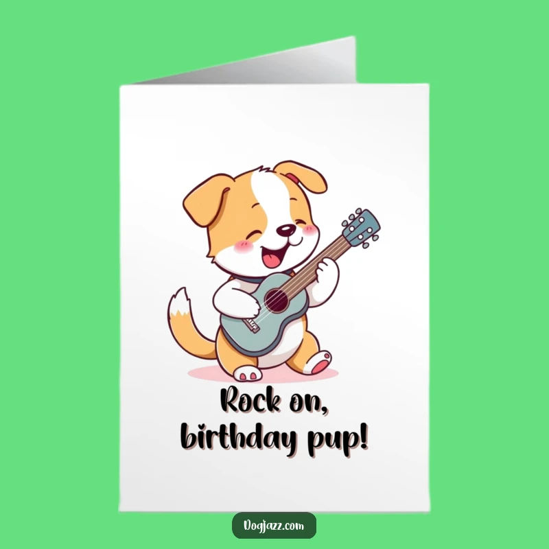 Free Printable Birthday Card: Dog Rocking Out Guitar Gift