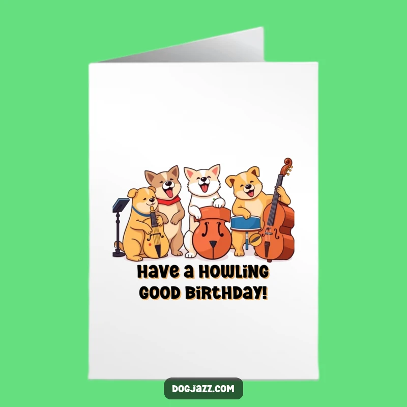 Free Printable Birthday Card: Jazz Dogs Band Harmony Downloadable Gift