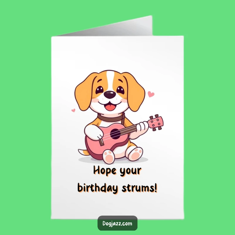 Free Printable Birthday Card: Strumming Beagle Ukulele, Fun DIY Gift