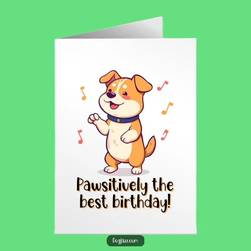 Free Printable Dog Birthday Card: Funny Paw Tapping Beats Printable Greeting Card Download