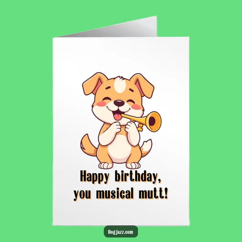 Free Printable Birthday Card: Trumpet Dog - Joyful Downloadable Gift!
