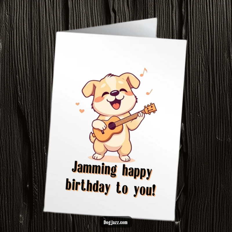 Funny Free Printable Birthday Card: A dog bops its head rhythmically to cool jazz music with a cool demeanor.
