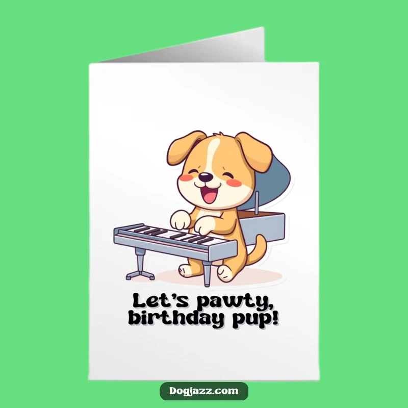 Free Printable Birthday Card: Piano Dog Rock Star Downloadable Gift