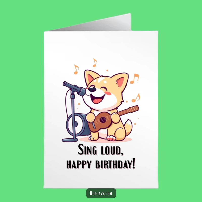Free Printable Dog Birthday Card: Singing Jazz Dog Greeting Card Download