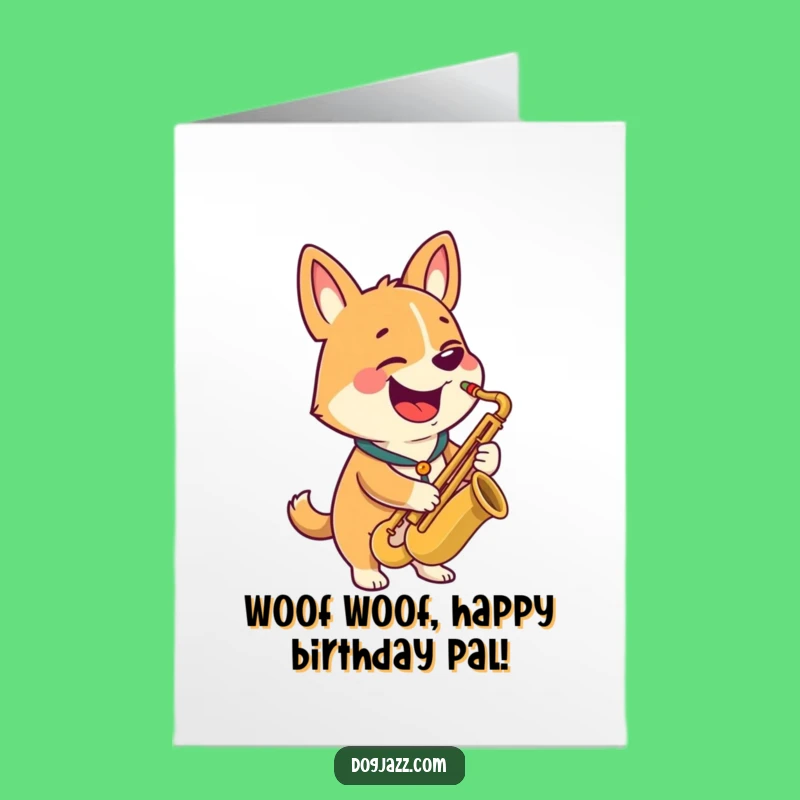 Free Printable Birthday Card: Happy Dog Saxophone Solo DIY Humor Downloadable Gift