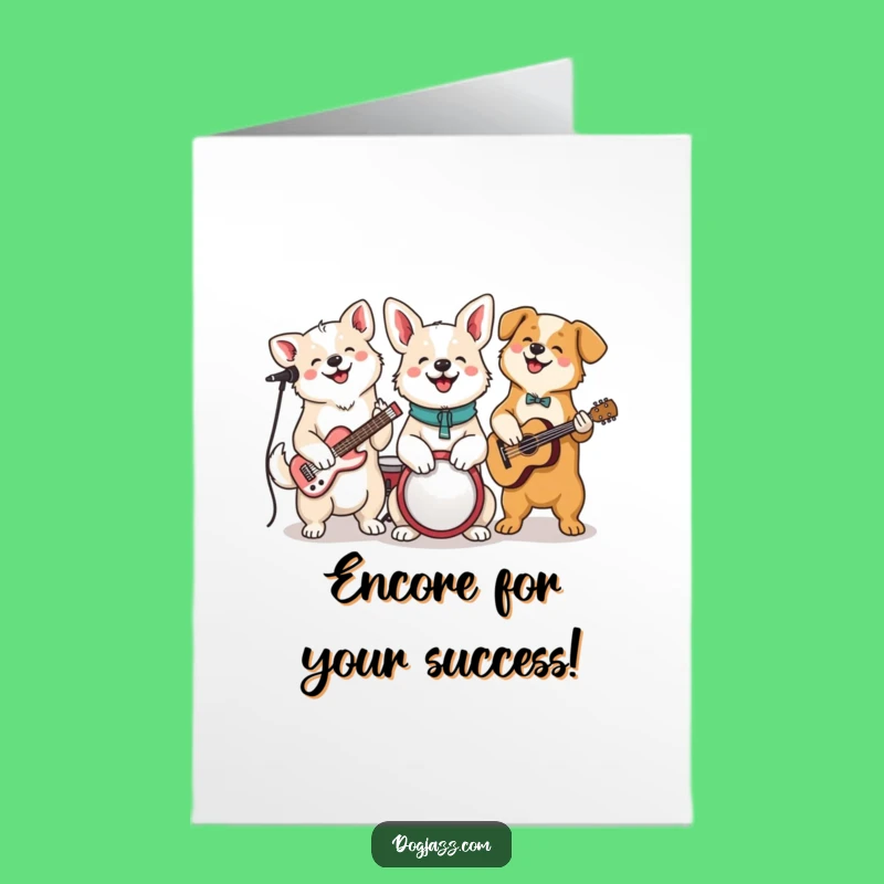Free Printable Congrats Card: Dog Band, Cheerful Jam, Big Win Celebration Downloadable Gift