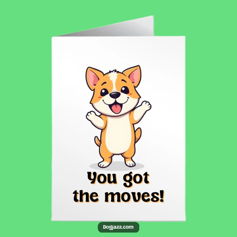 Free Printable Dog Congrats Card: Jazzy Dancer Dog Greeting Card Download