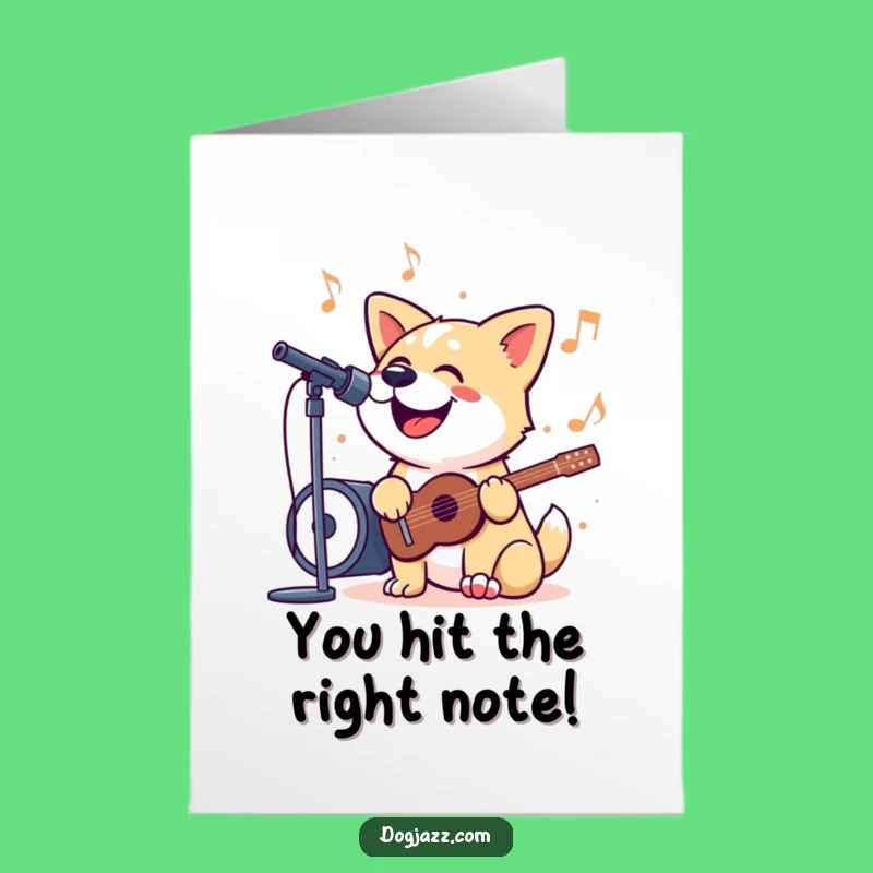 Free Printable Dog Congrats Card: Joyful Singing Jazz Dog Greeting Card Download