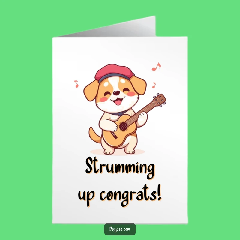 Free Printable Congrats Card: Dog's Guitar Riff Victory Tune!