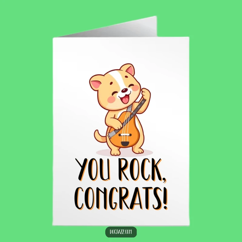Free Printable Congrats Card: Dog Bassist, Groovy Rhythm, Awesome Achievement Downloadable Gift
