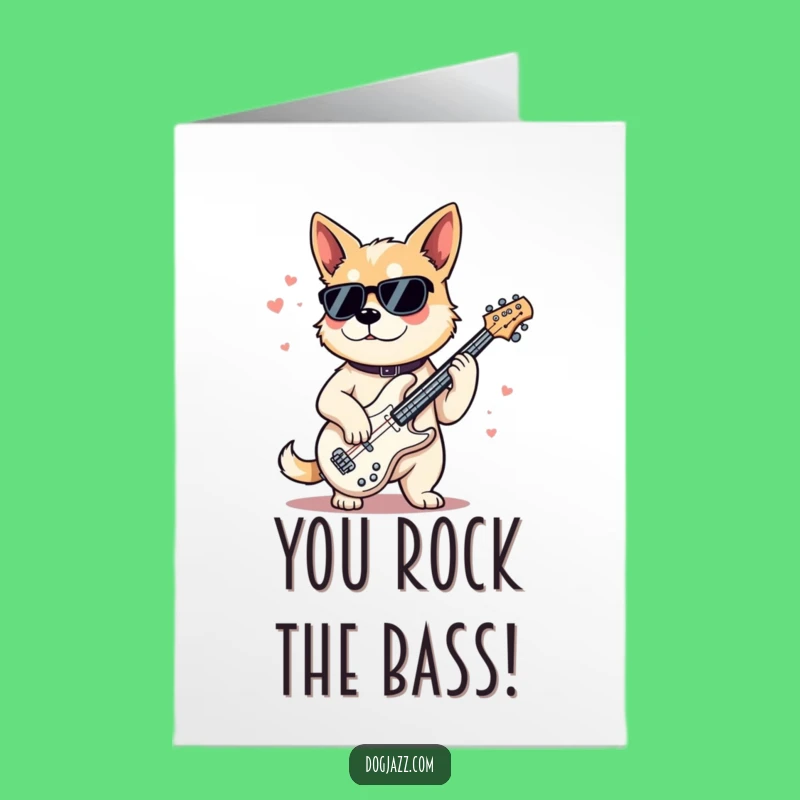 Free Printable Dog Congrats Card: Cool Jazz Bass Dog Greeting Card Download