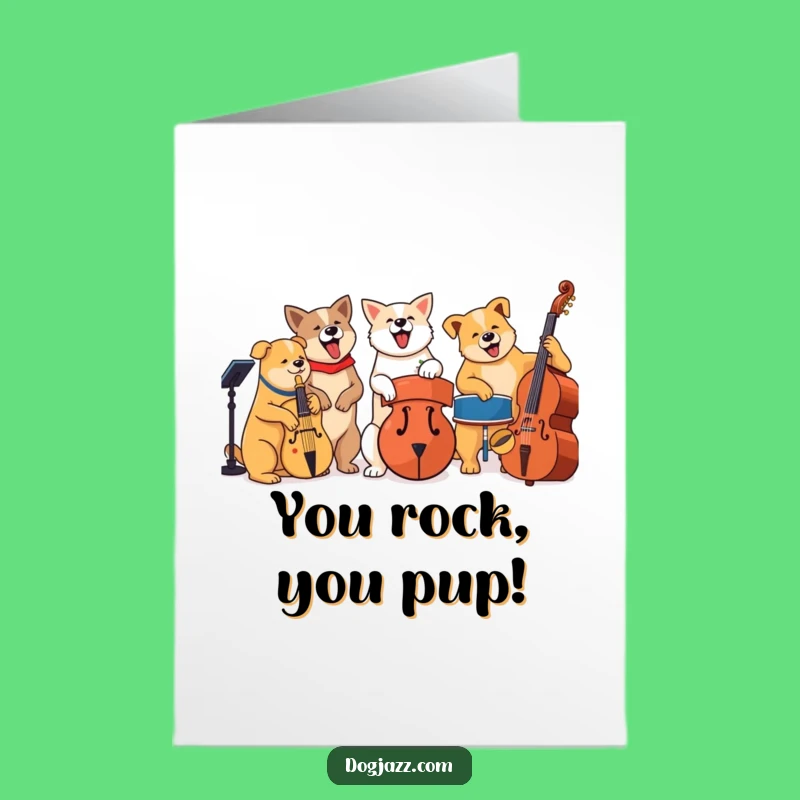 Free Printable Congrats Card: Canine Jazz Ensemble Success Downloadable Gift