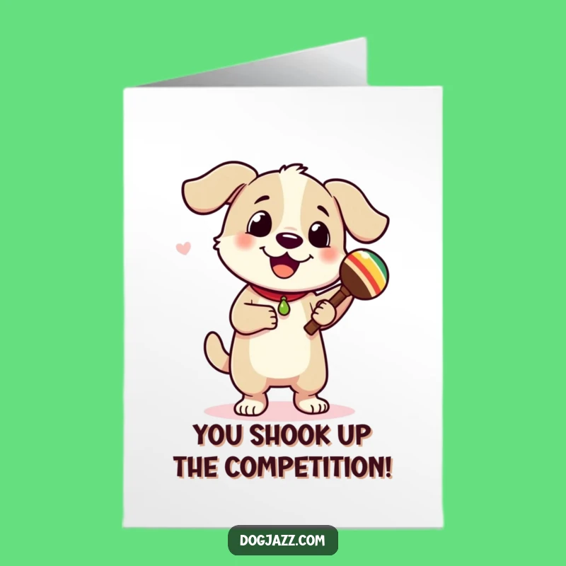 Free Printable Congrats Card: Dog Maracas Celebration, Festive Downloadable Gift
