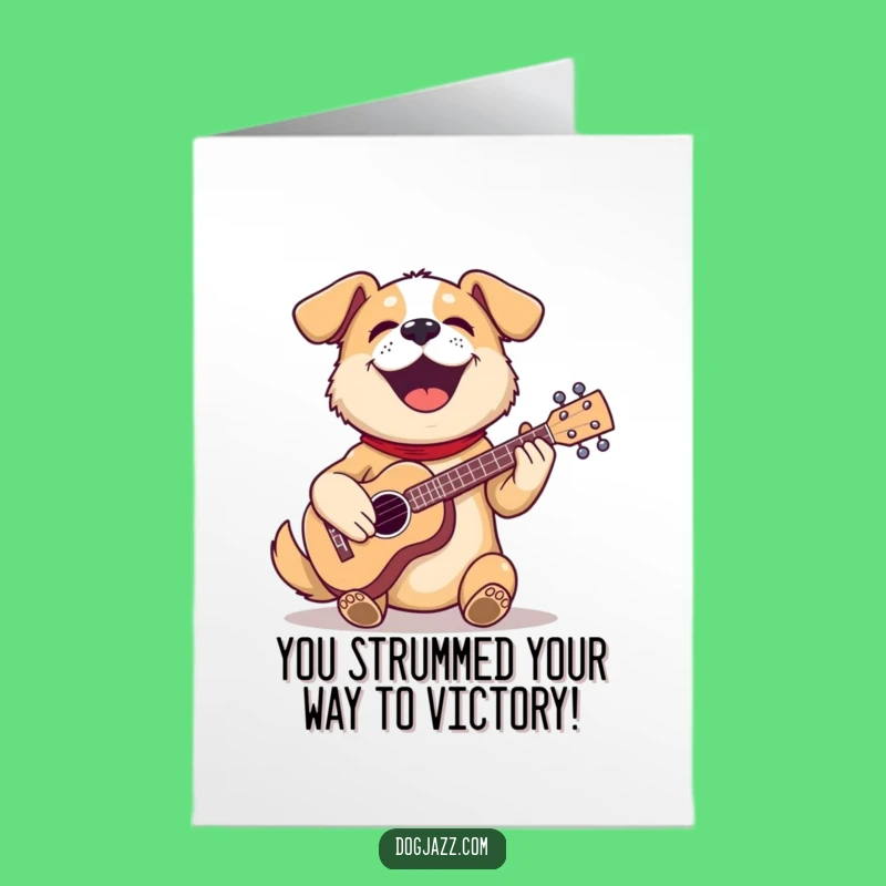 Free Printable Congrats Card: Musical Dog Ukulele for a Funny Downloadable Gift
