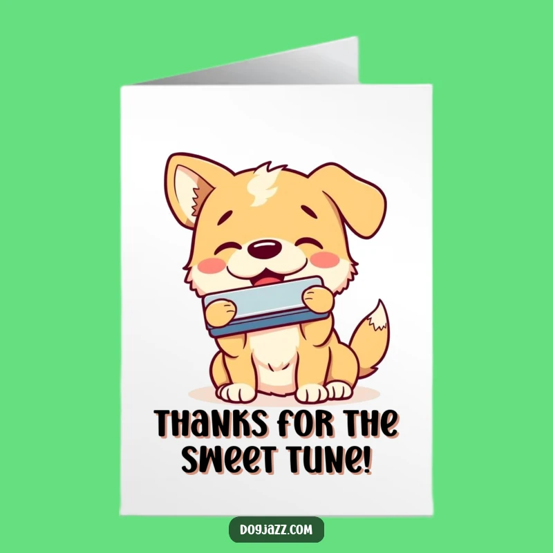 Free Printable Thank You Card: Harmonica Dog Thanks You - Funny Downloadable Gift!