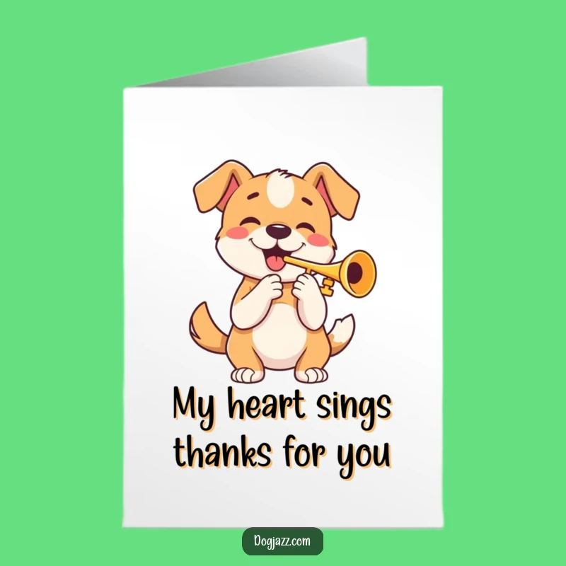 Free Printable Thank You Card: Trumpet Dog - Musical Downloadable