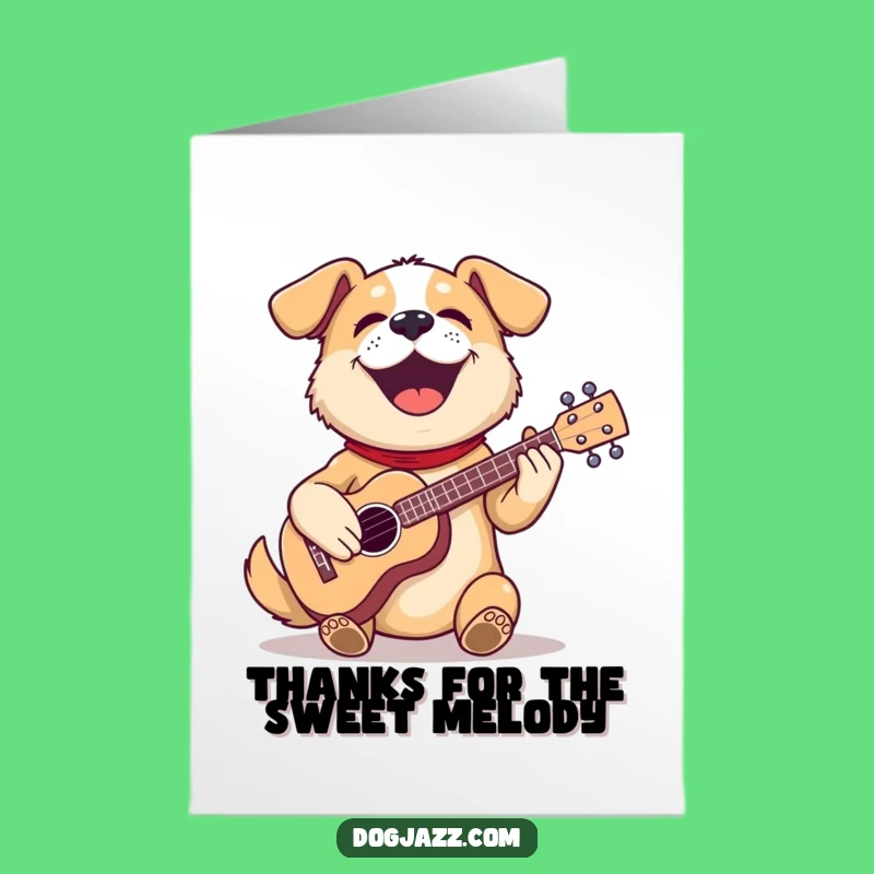 Free Printable Thank You Card: Dog Ukulele Serenade for a Funny Downloadable Gift